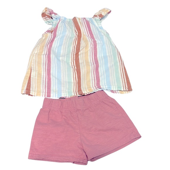3T Carters Toddler 2-Piece Striped Top & Short Set - Picture 2 of 3